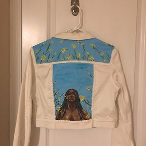 Hand Painted Calvin Klein White Jean Jacket
